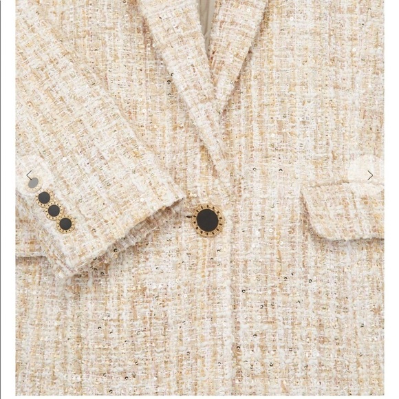 The Kooples Long Glam Tweed Blazer in Beige New with Tags! - Picture 4 of 16